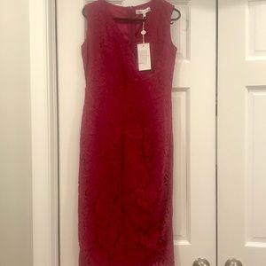 Magenta lace Marc Angelo fitted dress NWT